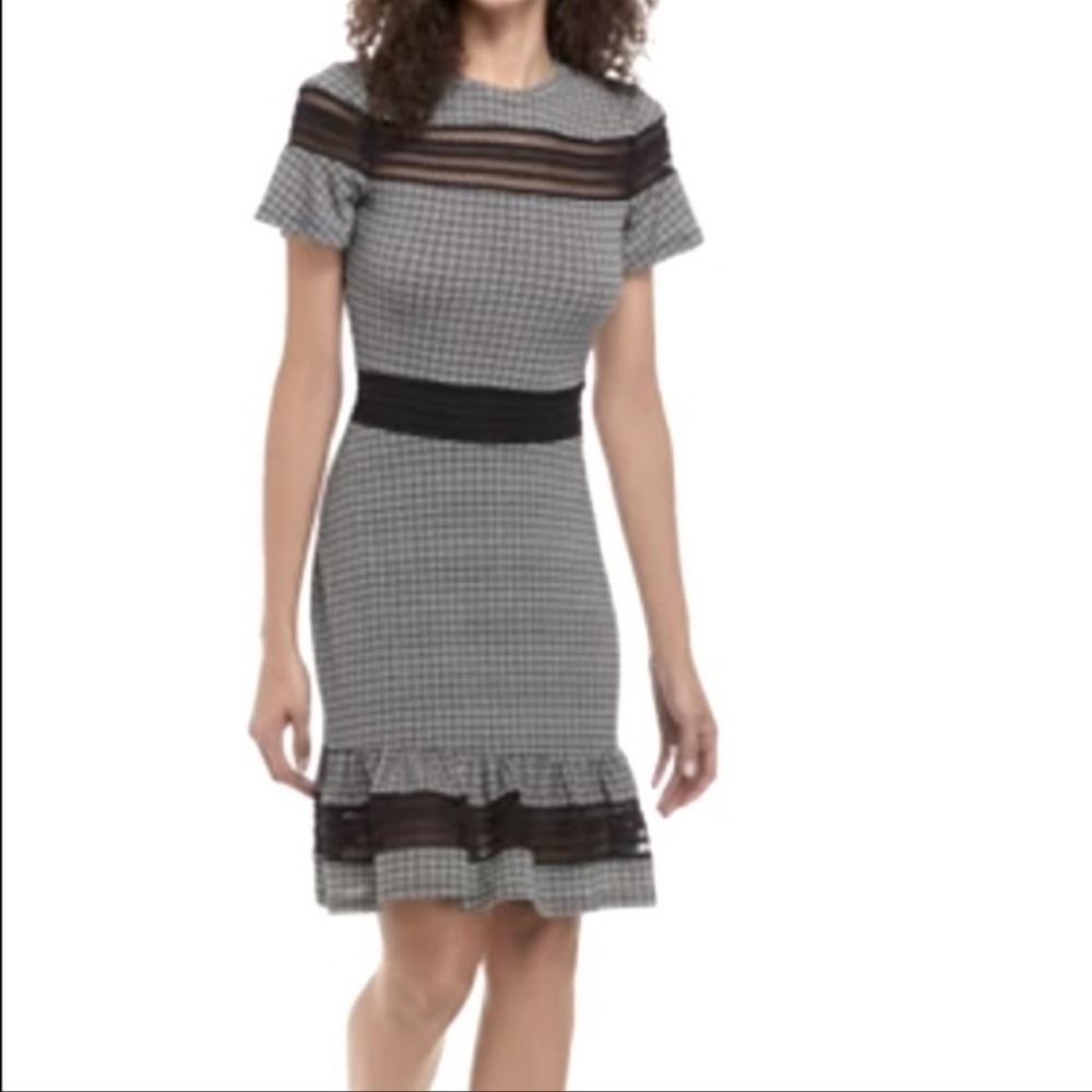 NWOT Michael Kors Mesh Combo Flounce Hem Dress Sz 0X